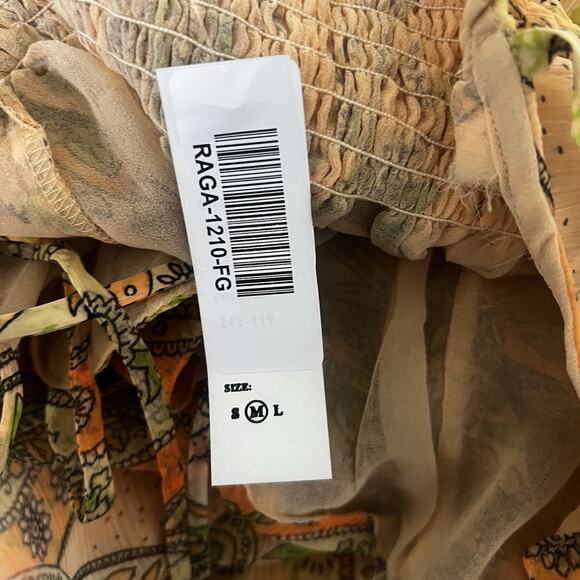 Chaudry KC Raga Fairy Whimsical Dress Sz Medium Asymmetrical Hem Peach Chiffon - Picture 13 of 15